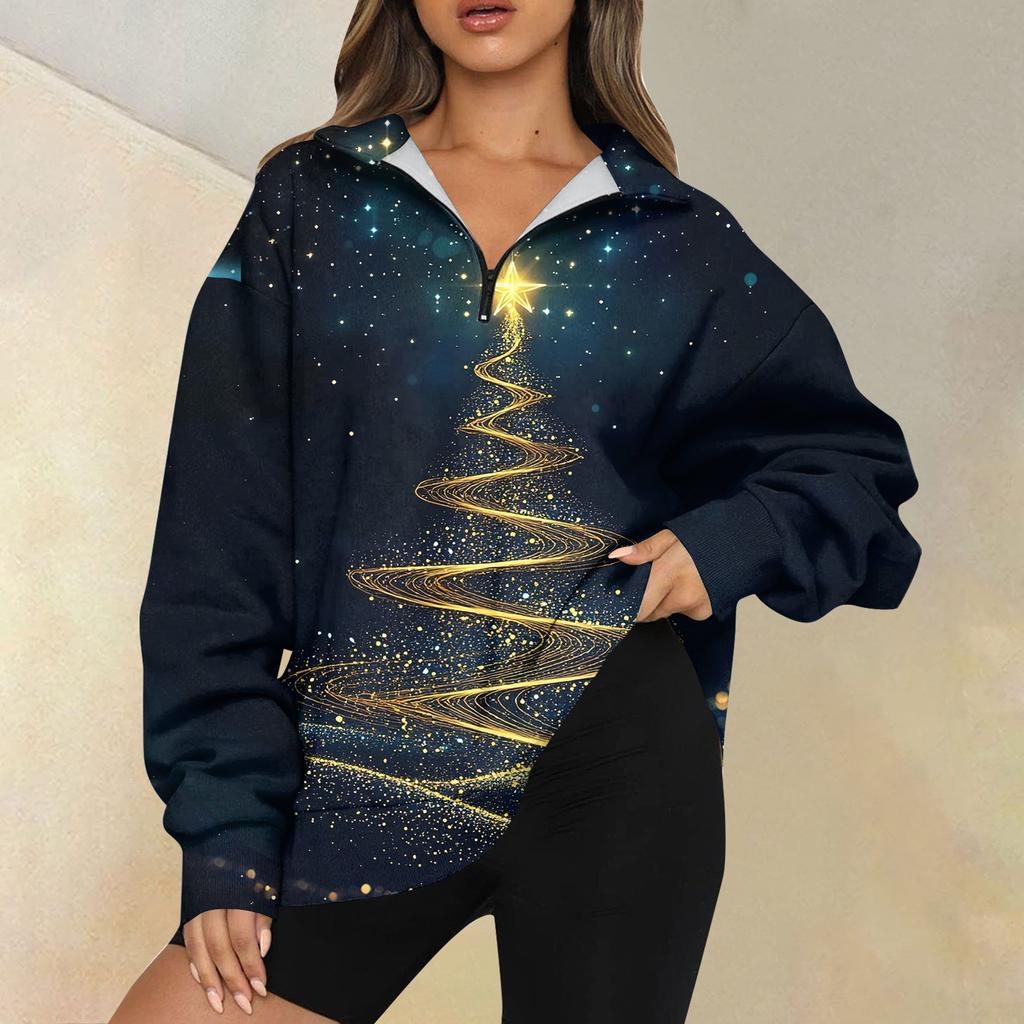 Женская повседневная мода с длинным рукавом и принтом, свободный свитшот на молнии