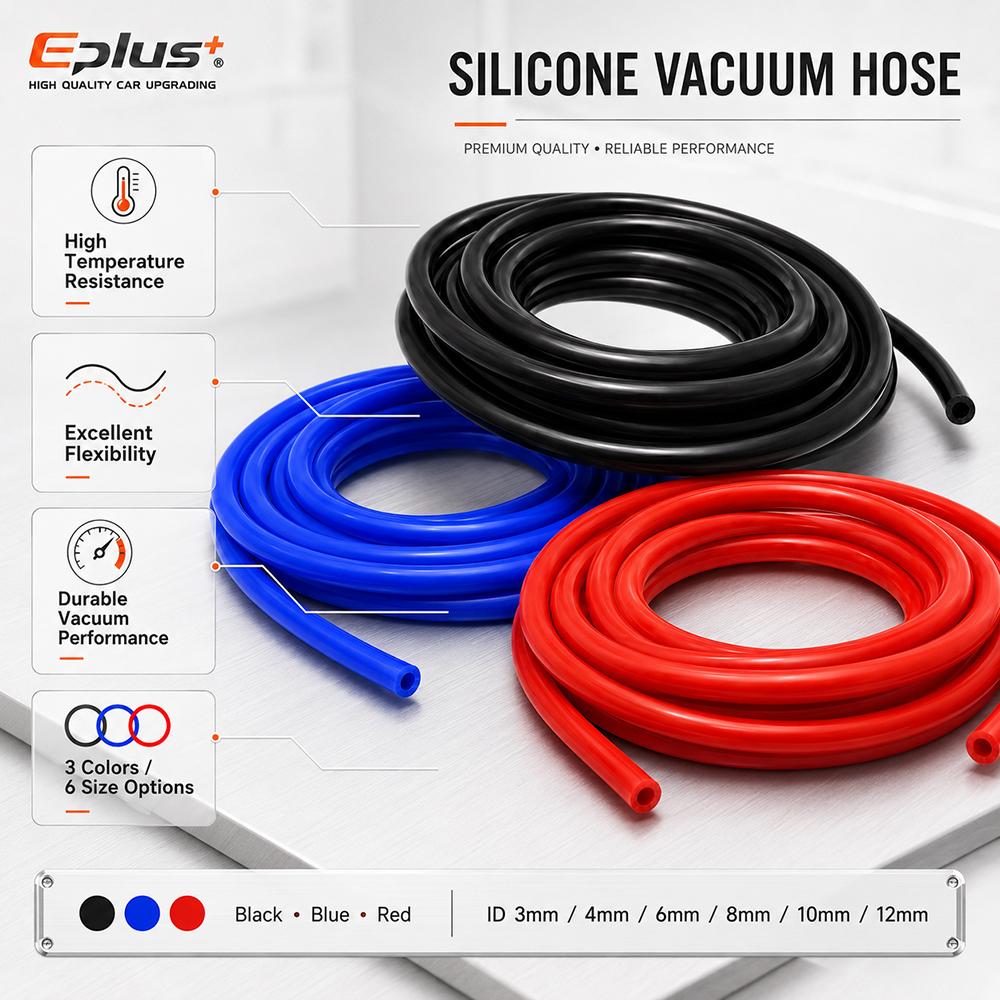 Universal Flexible Black Red Blue Silicone Vacuum Tube ID 3-12mm Flame Retardant High Temp Car Motorcycle Engine Air Hose Hoses Windshield Washer 1