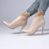 Модные туфли-стилетто на высоком каблуке, ботильоны 'нюд' с острым носком, одинарная обувь, весенне-осенние ботильоны с коротким голенищем для женщин