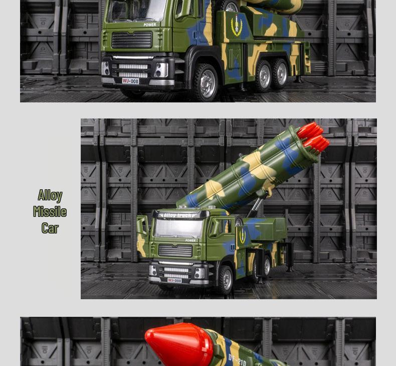Car Cube 6205A Military Missile Launcher Model: Pull-Back Toy with Sound & Light Features for Kids.