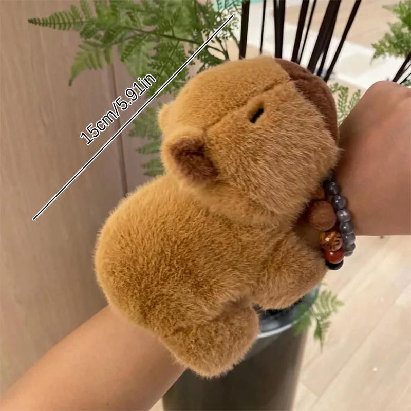 Cute Capybara Clap Circle Toys Slap Snap Wrap Wristband Bracelet Plush Hand Ring