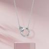S999 Pure Silver Mobius Interlocking Double Ring Necklace with Diamond Niche Pendant - Korean Style for Women