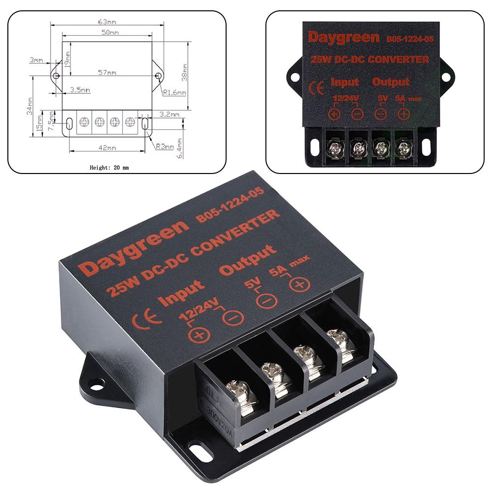 Регулятор напряжения DC 12V 24V к DC 5V 5A 25W Понижающий преобразователь мощности Питание для светодиодов