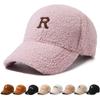 Autumn Winter Lamb Velvet Baseball Cap Women's Letter Embroidered Warm Cap Outdoor Wool Hat Ponytail Panama Cap