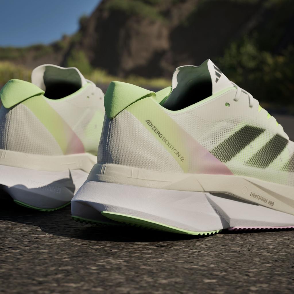 adidas Adizero Boston 12 Облачно-белый Основной черный Зеленая искра
