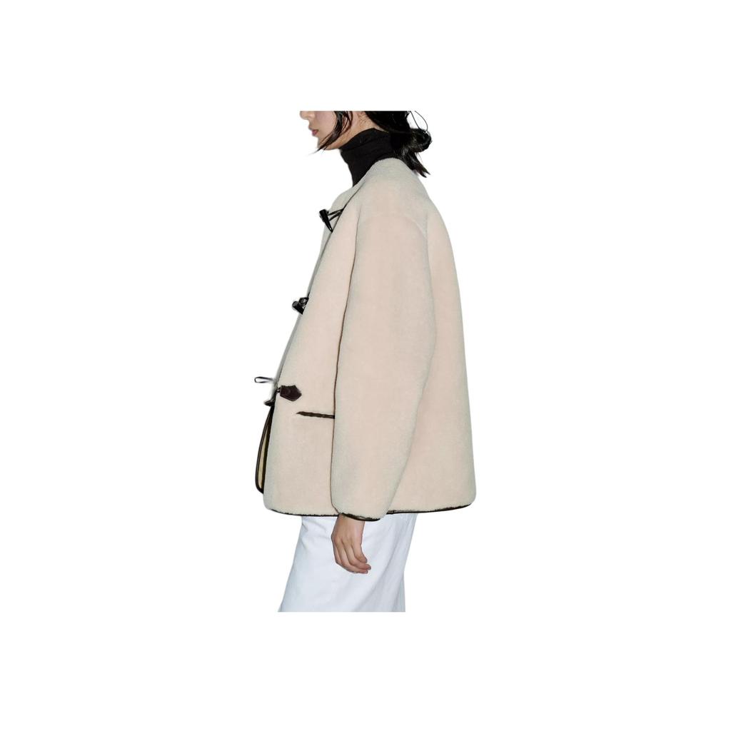 Zara Minimalist Comfortable Round Neck Drop Shoulder Long Sleeve Coat Women Coats Beige 8372300-712