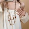 High-end Flower Glass Beaded Necklaces Temperament Sweater Chain  For Women