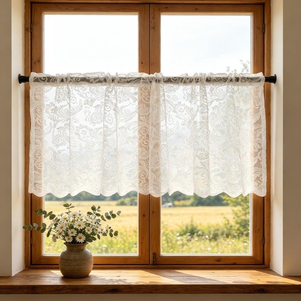 Pearl Lace Curtain Vintage Door Curtain New Short Curtain Sink