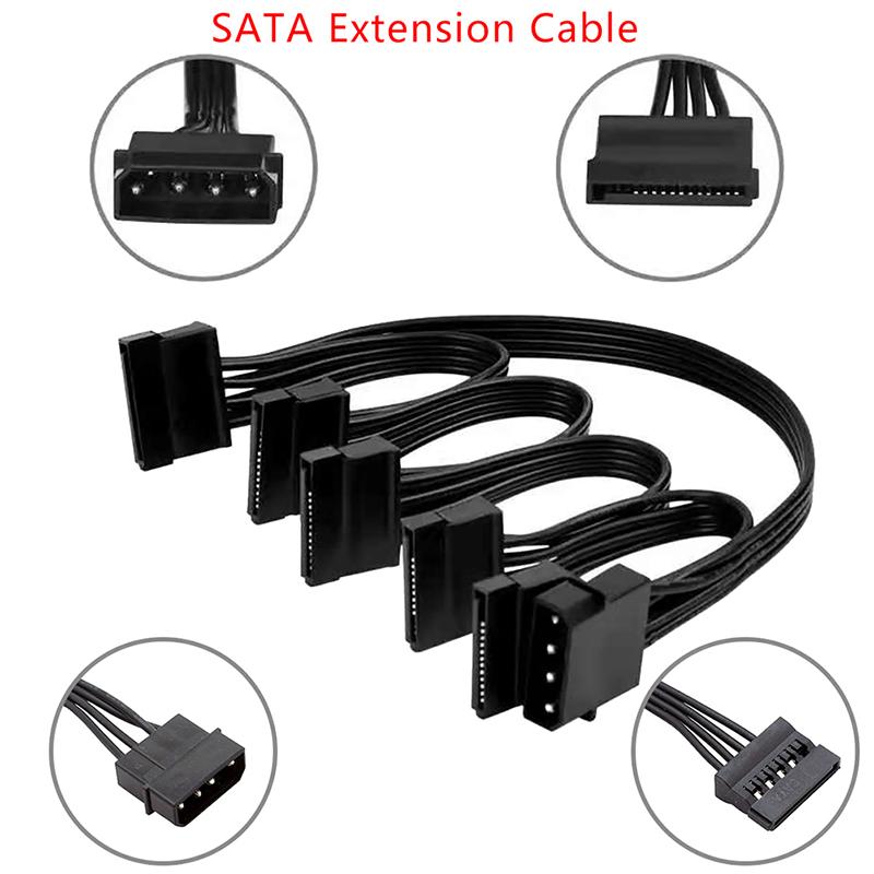 4-контактный 1 штекер на 3/4/5/6 гнездовой разветвитель Sata Power Extension Кабель жесткого диска