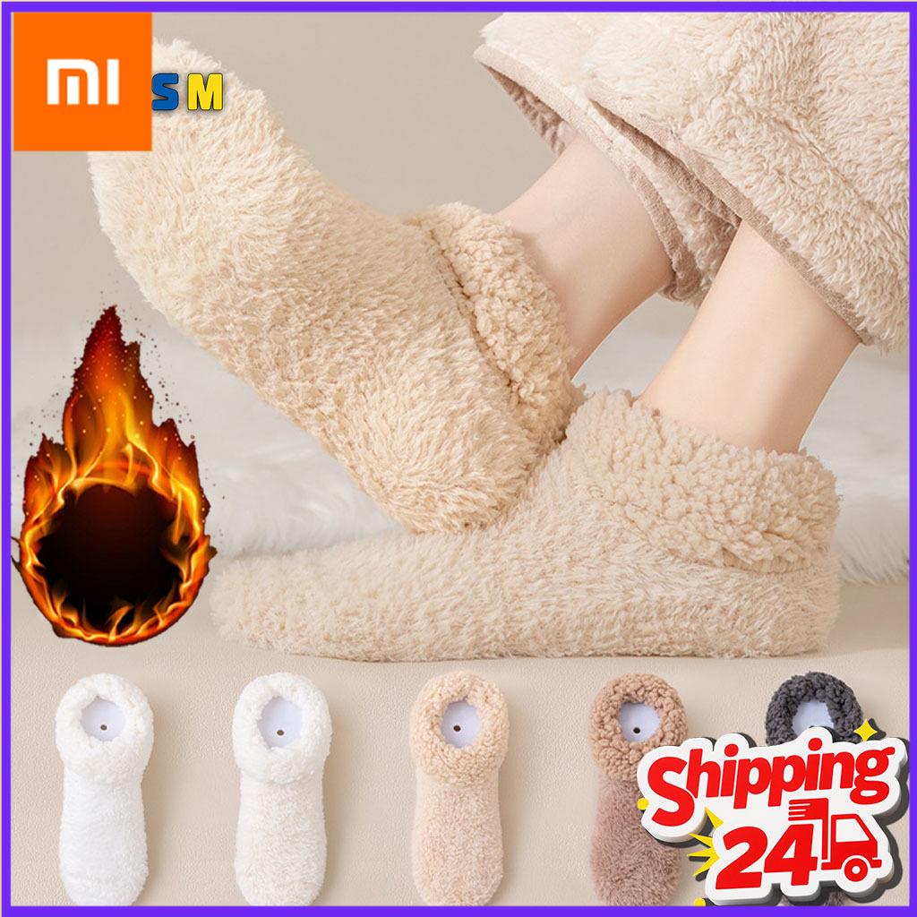 Xiaomi 1-10Pairs Floor Socks Winter Thick Fleece Lined Warm Non Slip Soft Plush Short for Women Home Sleep Lounge Relax Bedroom