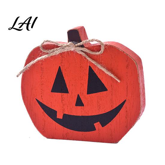 Farmhouse Seasonal Table Decor Halloween Sign Wooden Pumpkin Ghost Bat Block Rustic Decorations Tiered Tray Ornament for Tabletop Home Office Indoor