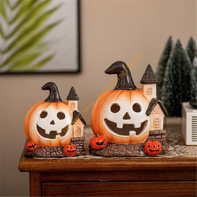 Halloween Miniature Pumpkin Figurines Resins Pumpkin Ornament Fairys Halloween Garden Adornment Miniature Landscape 55KF