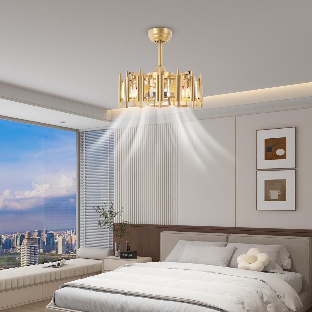 Bymaocar 20-дюймовый потолочный вентилятор со светом, светодиодная люстра 60 Вт, полувстраиваемый светильник, подвесной светильник для помещений/улиц, светильник с дистанционным управлением, низкий уровень шума