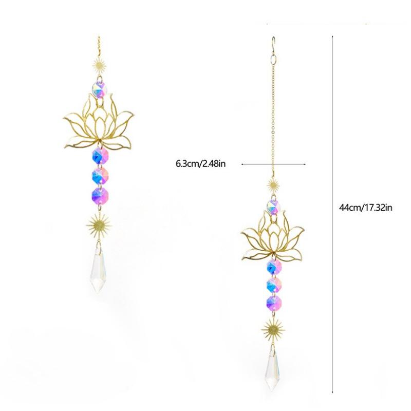 Sun Catcher Crystal Wind Chime, Lotus Flower Pendant Window Garden Decoration, Party Atmosphere Artifact Translucent Crystal Pendant.