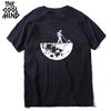 COOLMIND 100% Cotton Moon Print Men T Shirt Casual Summer Short Sleeve Men Tshirt Loose t-shirt Male Tee Shirts Mo0154