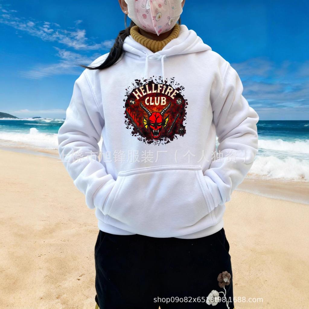 2025 Kids' Stranger Things Hellfire Club Fleece Hoodie for Autumn/Winter