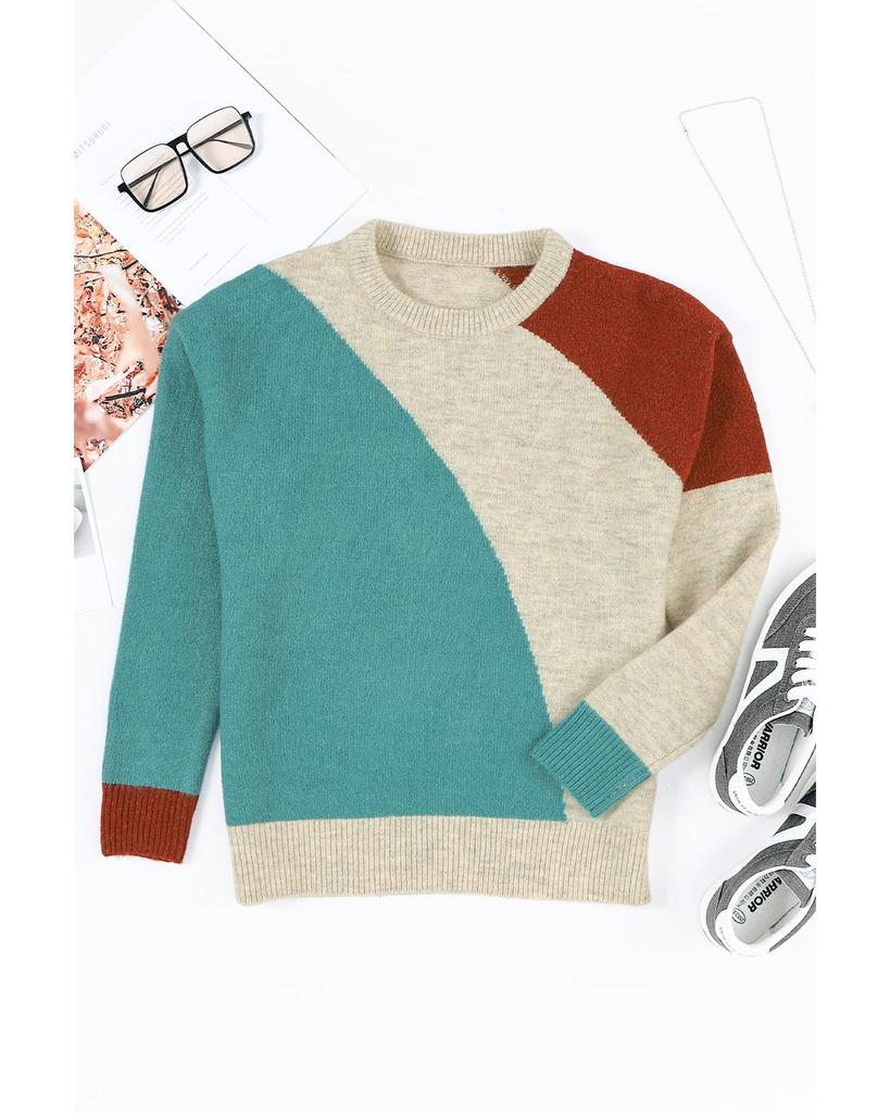 Azura Exchange Свитер с круглым вырезом и отделкой в рубчик в стиле колор-блок