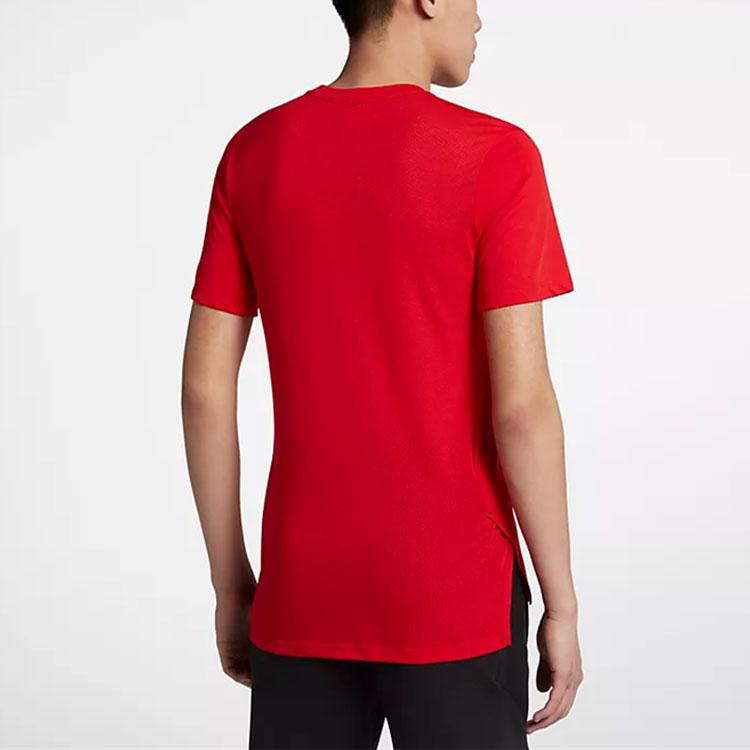 Nike T Shirts Men's Red Crew Neck Moderate Straight Fit 891685-657