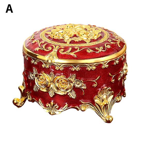 Эмалированная шкатулка для хранения драгоценностей, металлический органайзер для ювелирных изделий с розовым узором для спальни