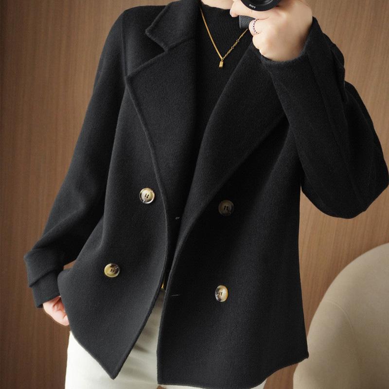 Autumn and Winter Women's Temperament Fashion Jacket Loose Woolen Cardigan Coat Short Suit Collar Woolen Trend Coat