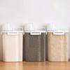 Grain Can Ergonomic Handle Measuring Cup Design Storage Container with Lid Plastic Transparent Grain Dispenser