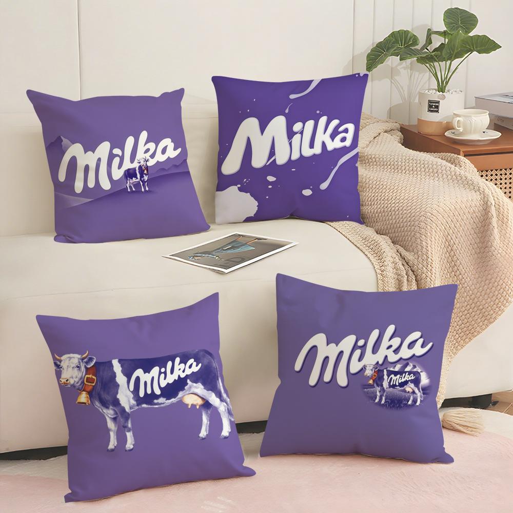 Funny mMilka Purple Cushion Cover Short plush Doublesided Print Square Throw Pillow Covers Sofa Home Cushion Decor