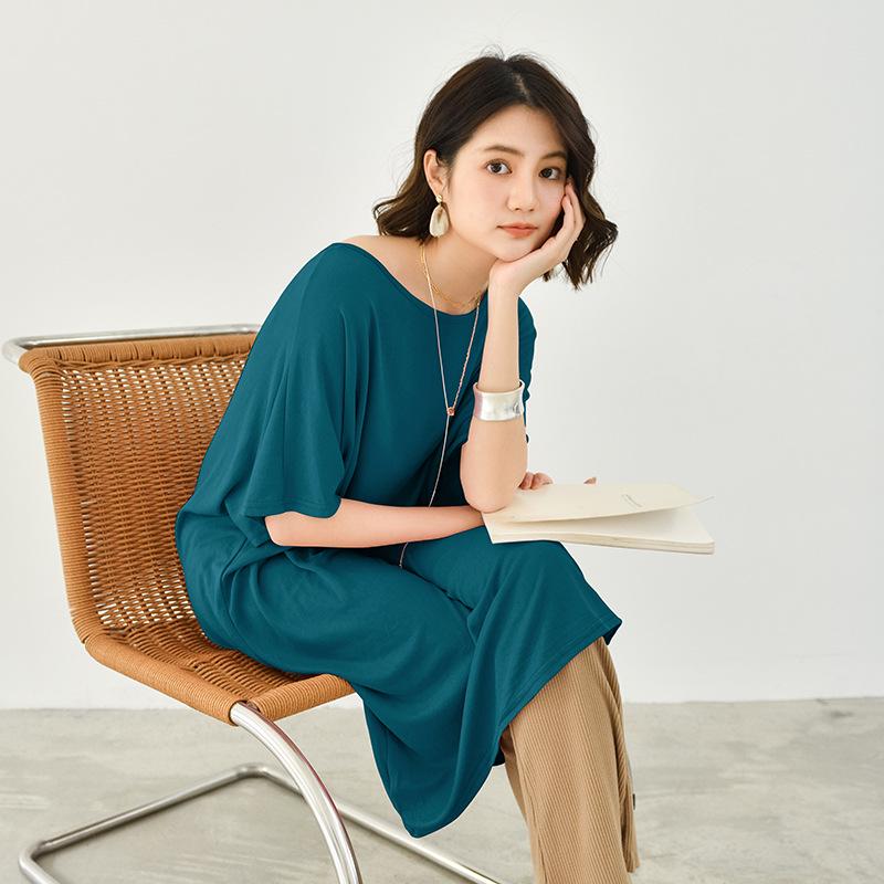 Women's Spring/Summer Modal Nightdress - Loose, Trendy, Short Sleeve, Cotton, Maternity Long Skirt