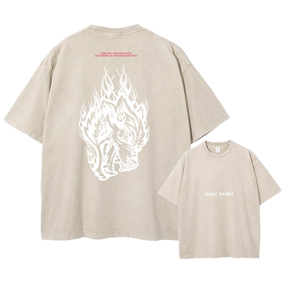 Darc Wolves Sport Vintage Washed T Shirts Gym Bodybuilding Oversize Men Clothing Summer Fitness TEE Workout Darc Sport T Shirts