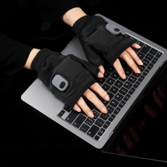 USB Перчатки с подогревом с цифровым дисплеем Портативные Умные Термостатические Электрические Перчатки без пальцев Перчатки для согрева рук для работы на открытом воздухе Велоспорта