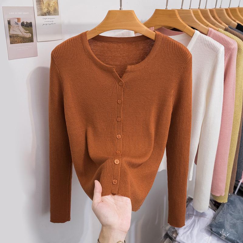 2024 Женский легкий кардиган из шерстяного трикотажа: Мягкая защита от солнца с длинным рукавом для весны/лета