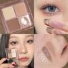 Mini Four-Color Eyeshadow Tray Earth Color Natural BrighTening Pearl Sequin Reclining Silkworm Contouring Eyeshadow Palette Lasting Setting Makeup