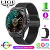 LIGE Новые оригинальные полностью стальные умные часы HD с круглым экраном, аккумулятор большой емкости 400 мАч, умный браслет, Bluetooth-вызов, спортивные водонепроницаемые умные часы