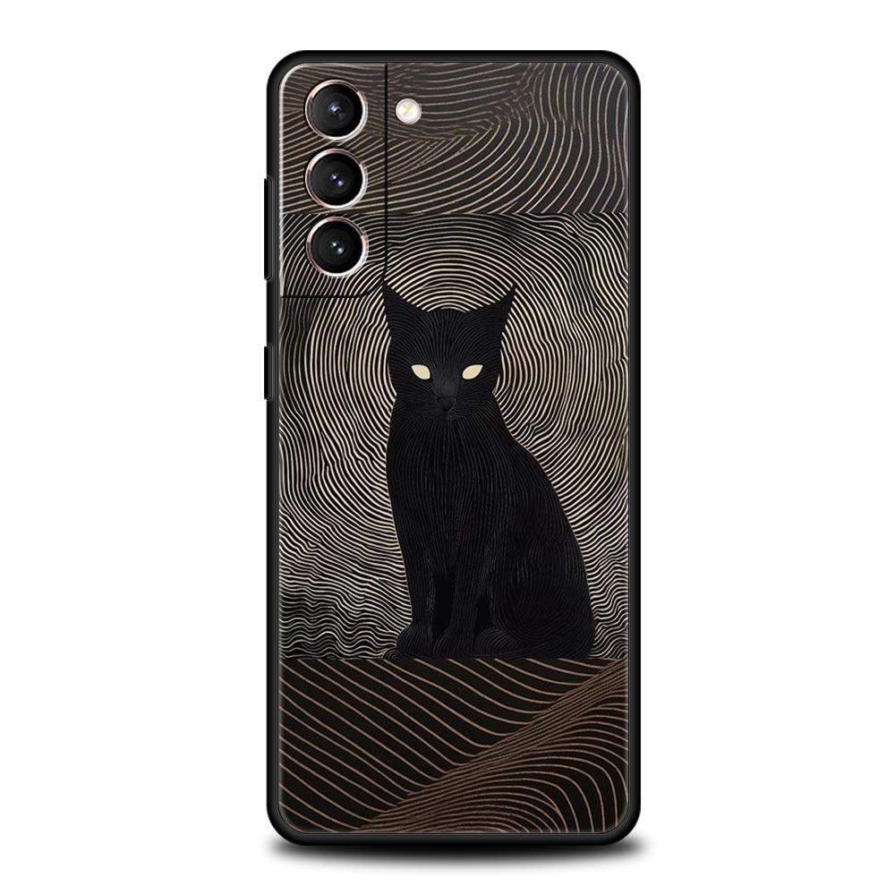 Абстрактный Креативный Милый Кот Линия Чехол для Телефона для Samsung Galaxy S26 S25 S24 S23 S22 S20 S21 FE Ultra S25 Edge Plus Мягкий ТПУ Чехол