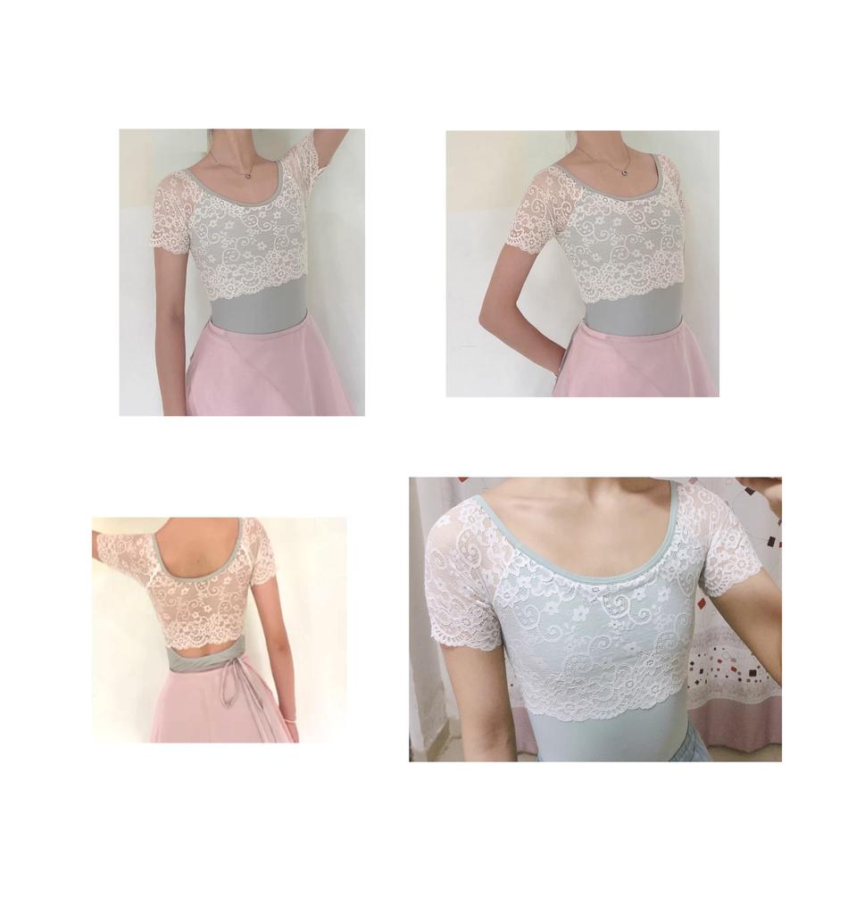 ProDance Lace Ballet Open PLHA005MA Half-Cup Leotard, Back, (Ice Green, L)