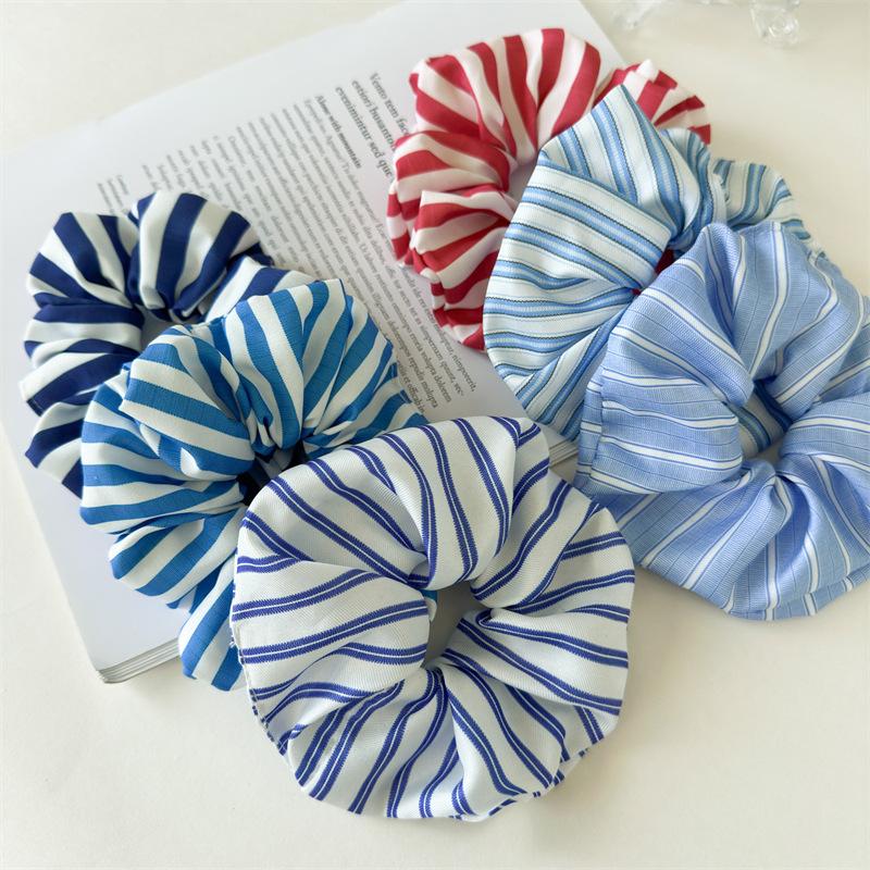 New Korean Striped Headband Trendy Simple Elastic Hair Band Blue Color Style Hair Loop For Women Hair Accessories Girls Ponytail Tie