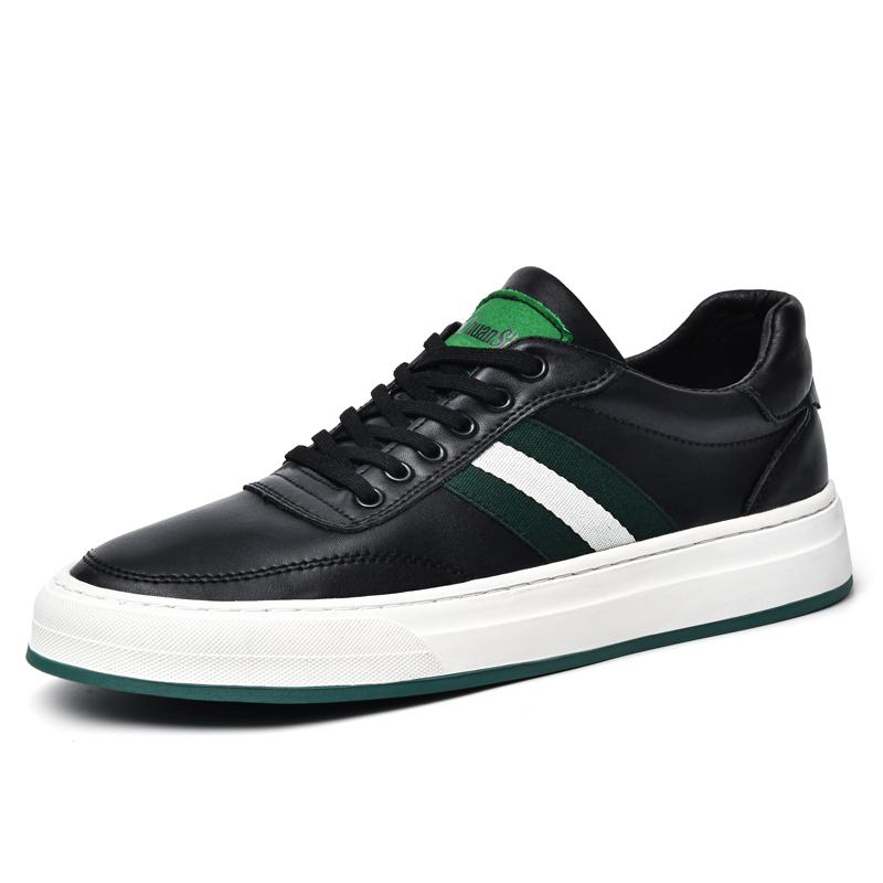 Fashion Genuine Leather Men Vulcanized Sneakers New Trend Casual Leather Shoes Fashion Man Skate Shoes Men Walking Running Jogging Shoes