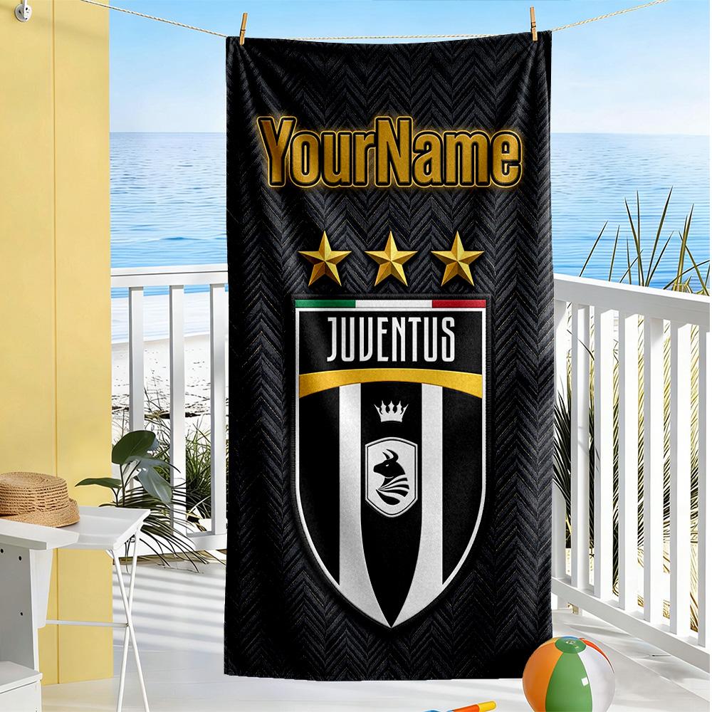 Juventus Customize Your Name Beach Towel Quick-Dry Soft Microfiber Ideal for Travel Outdoor Swim Pool Yoga Surf Camping Hiking Gym Gift Holiday