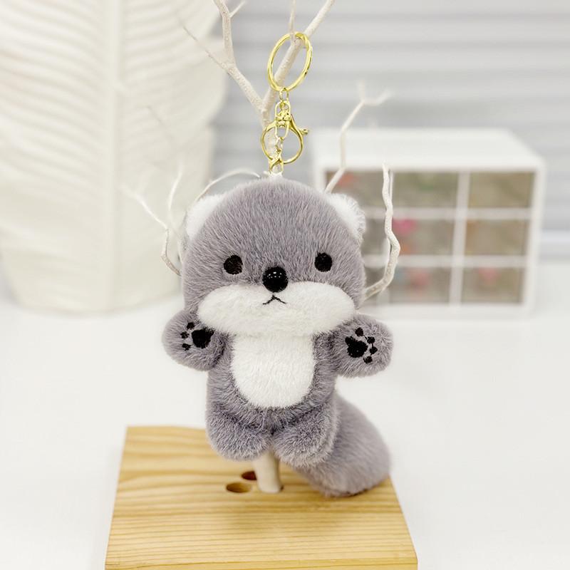 Cute Plush Otter Keychain Charm Fluffy Animal Bag Pendant Perfect For Gifts