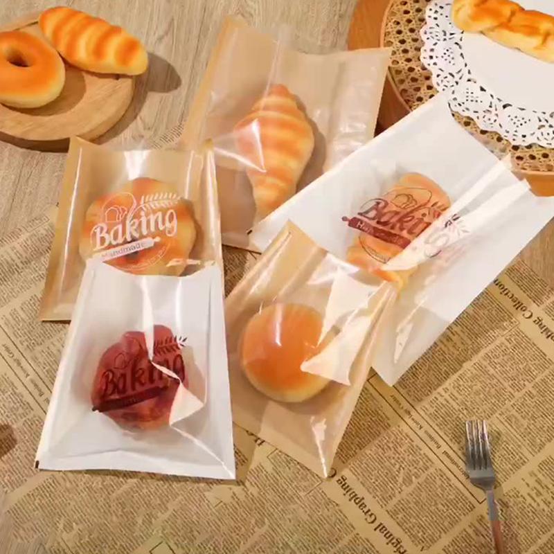 Пакет для упаковки пищевых продуктов из крафт-бумаги Одноразовый пакет для упаковки закусок Маслонепроницаемый бумажный пакет