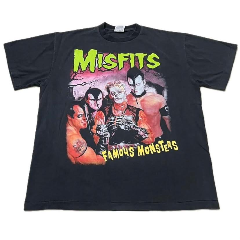 Винтажная футболка Misfits Famous Monsters 90-х PUNK с одинарным швом Мужская Женская Футболки Топ РЕПРИНТ