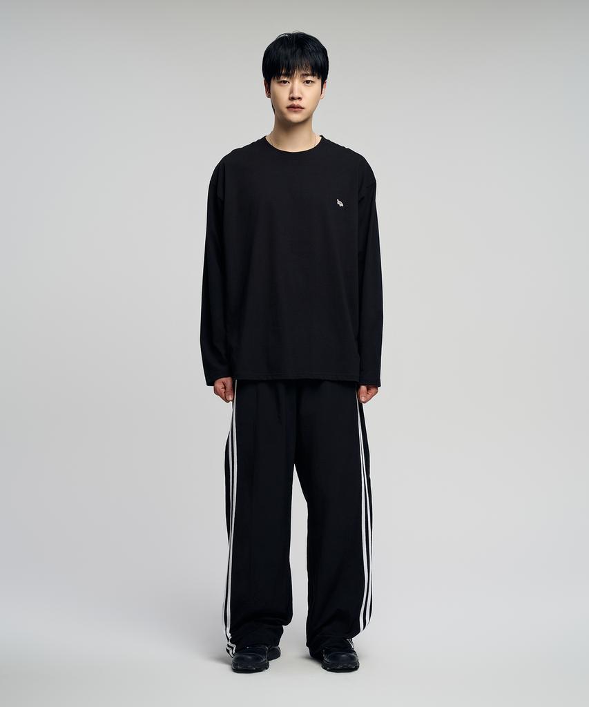 SLOW RECORD HOUSE Side Track Nylon Pants_Black