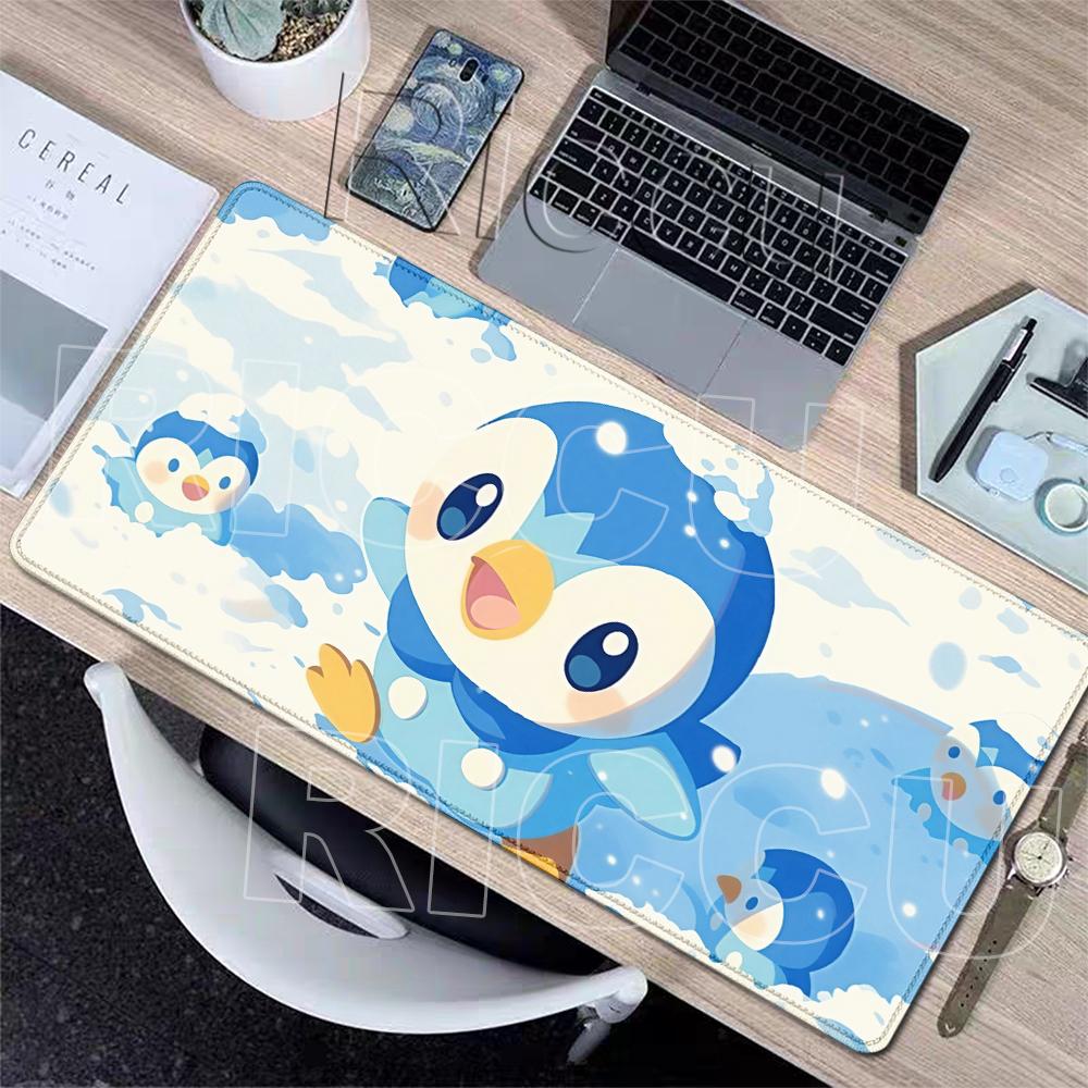Large Mouse Pads XXL Anime P-pokemon Piplup Gaming Table Mats Kawaii Carpet Gamer Keyboard Non-slip Aesthetics Lockedge Desk Rug