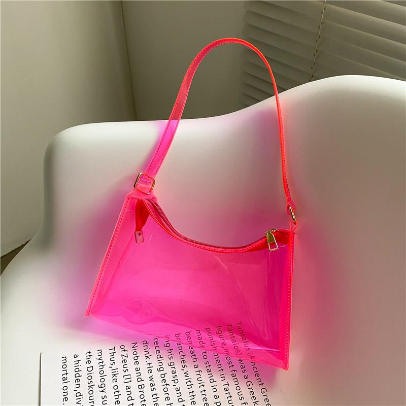 Yogodlns Women Underarm Shoulder Bag PVC Transparent Fashion Designer Small Handbag Purse Jell Hobos Bags Female Summer Top Handle Bags