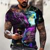 Летний топ с круглым вырезом и 3D-принтом животных, модные повседневные красочные мужские футболки с коротким рукавом