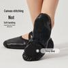 Women's Soft Sole Ballet Dance Shoes, Black PU Leather, Two-Point Bottom
