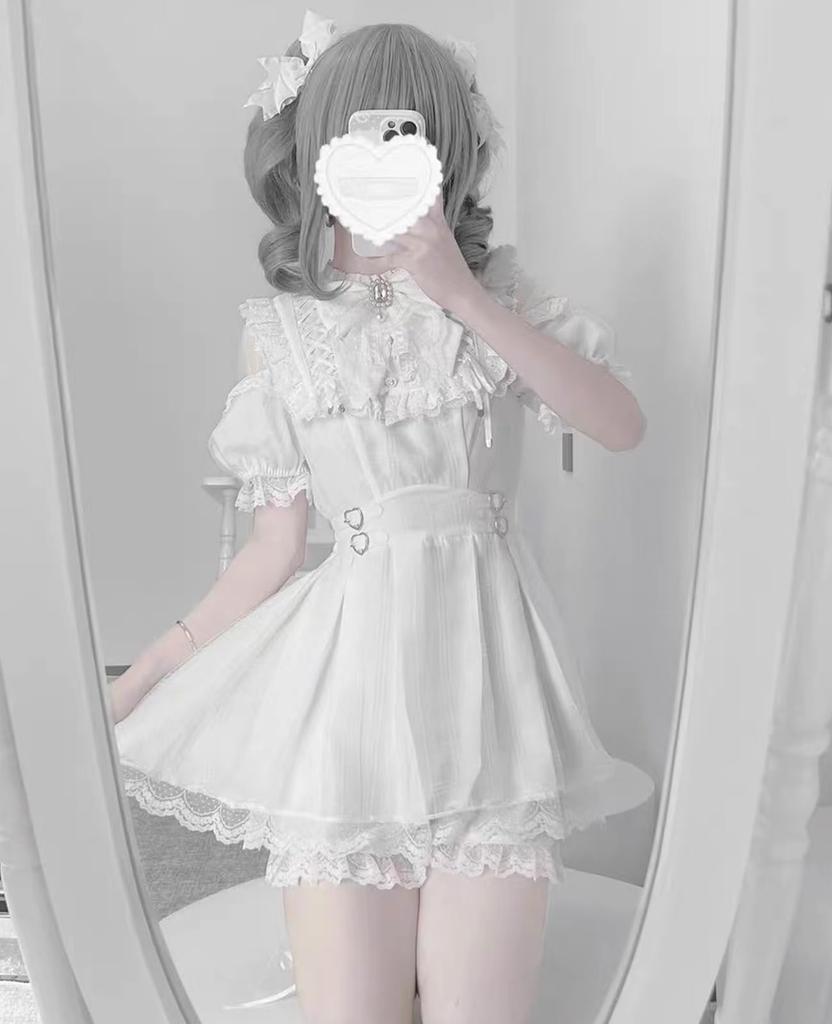 KALAOK Lolita Dress, Gothic Lolita, Mori Girl, Mini, Gothic Style, Cosplay, Princess Style, Cute, White, Size S