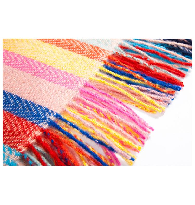 Квадратный шарф из полиэстера в полоску с кисточками, женский шарф, шаль