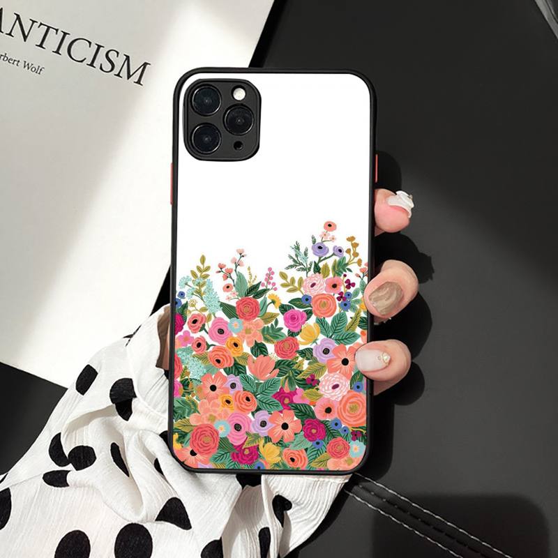 Красивый чехол для телефона с рисунком цветов, матовый прозрачный для iPhone 7 8 11 12 plus mini x xs xr pro max