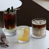 100ml/230ml/370ml/450ml Striped Glass Cup Transparent Coffee Cup Iced Latte Mocha Cups Cafe Cocktail Glass Cold Brew Coffee Mug