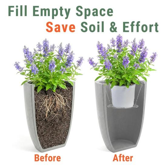 Adjustable Planter Insert for Tall Large Pots 310.3" Pot Riser with Chains And Hooks Stainless Steel Hanging Pot Filler for Indoor Outdoor Wedding